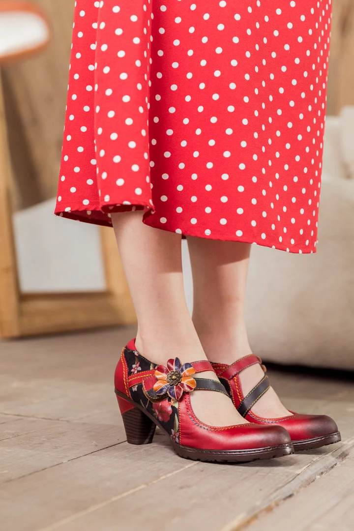 RXD SOFFIA | Crimson Flower Appliqued Leather Mary Jane 5 RXD SOFFIA | Crimson Flower Appliqued Leather Mary Jane