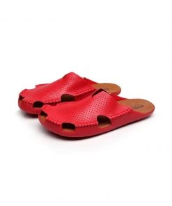 GLF Maibulun | Perforated Cut-Out Genuine Leather Mule - Red 11 GLF Maibulun | Perforated Cut-Out Genuine Leather Mule - Red