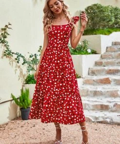 DY FAUNA MAXI DRESS - RED PRINT