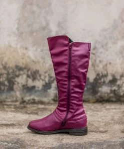 AL En Bloom | Side-Pocket Slouchy Long Boot - Burgundy New In Shoes