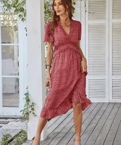 DY ROSALINDA MIDI DRESS - RED New In Clothing