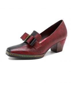 SOFFIA | Rainbow Stitch Bow Floral Embossed Leather Pump