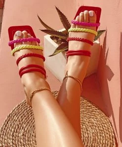 HT En Bloom | REVERE WOVEN SLIDES RED NEW ARRIVALS