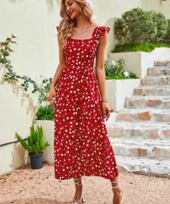 DY FAUNA MAXI DRESS - RED PRINT