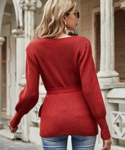 MY New In Clothing Smaibulun | LEONORA Bishop Sleeve Knit Top - Red