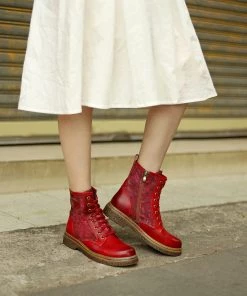 Tie Dye-Contrast Genuine Leather Combat Boots Ankle Boots - Soffia Shoes 17 Tie Dye-Contrast Genuine Leather Combat Boots Ankle Boots - Soffia Shoes