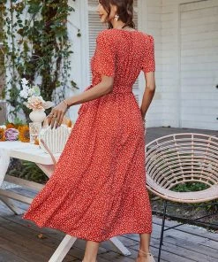 DY LEENA MIDI DRESS - RED PRINT