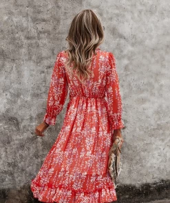 DY ZARNISH MIDI DRESS - RED PRINT New In Clothing