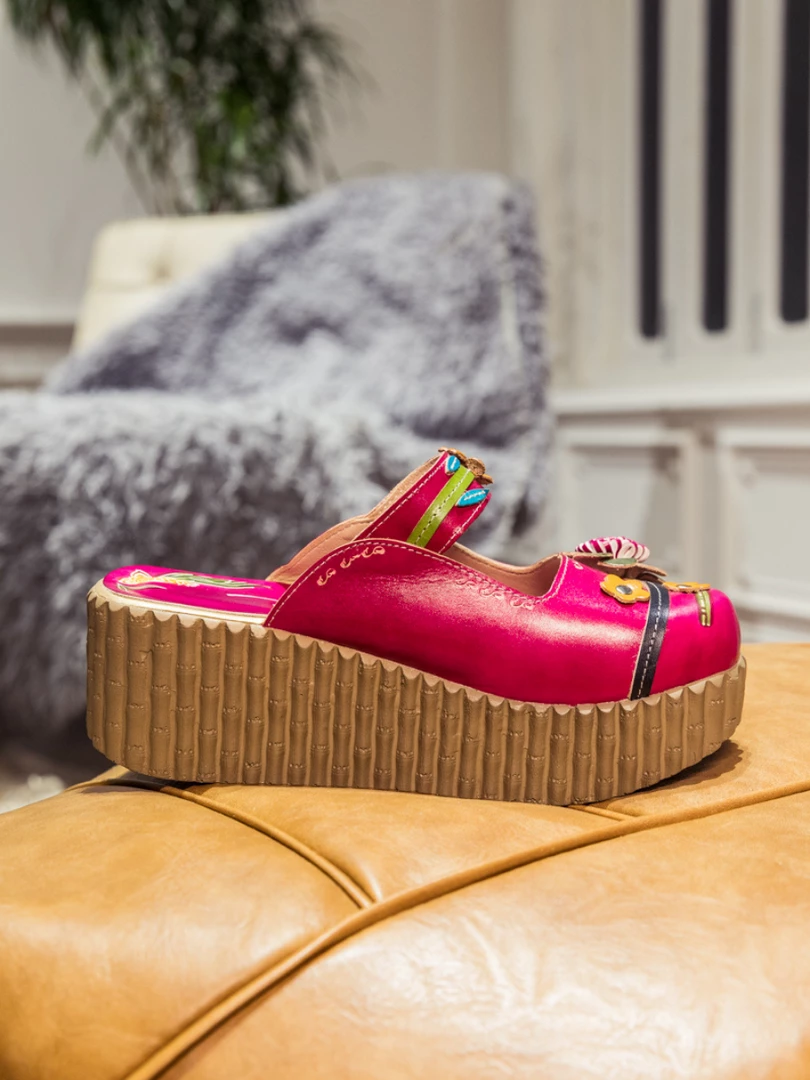 JF SOFFIA | Genuine Leather Red Ribbed-Sole Floral Appliqued Clogs NEW ARRIVALS 6 JF SOFFIA | Genuine Leather Red Ribbed-Sole Floral Appliqued Clogs NEW ARRIVALS