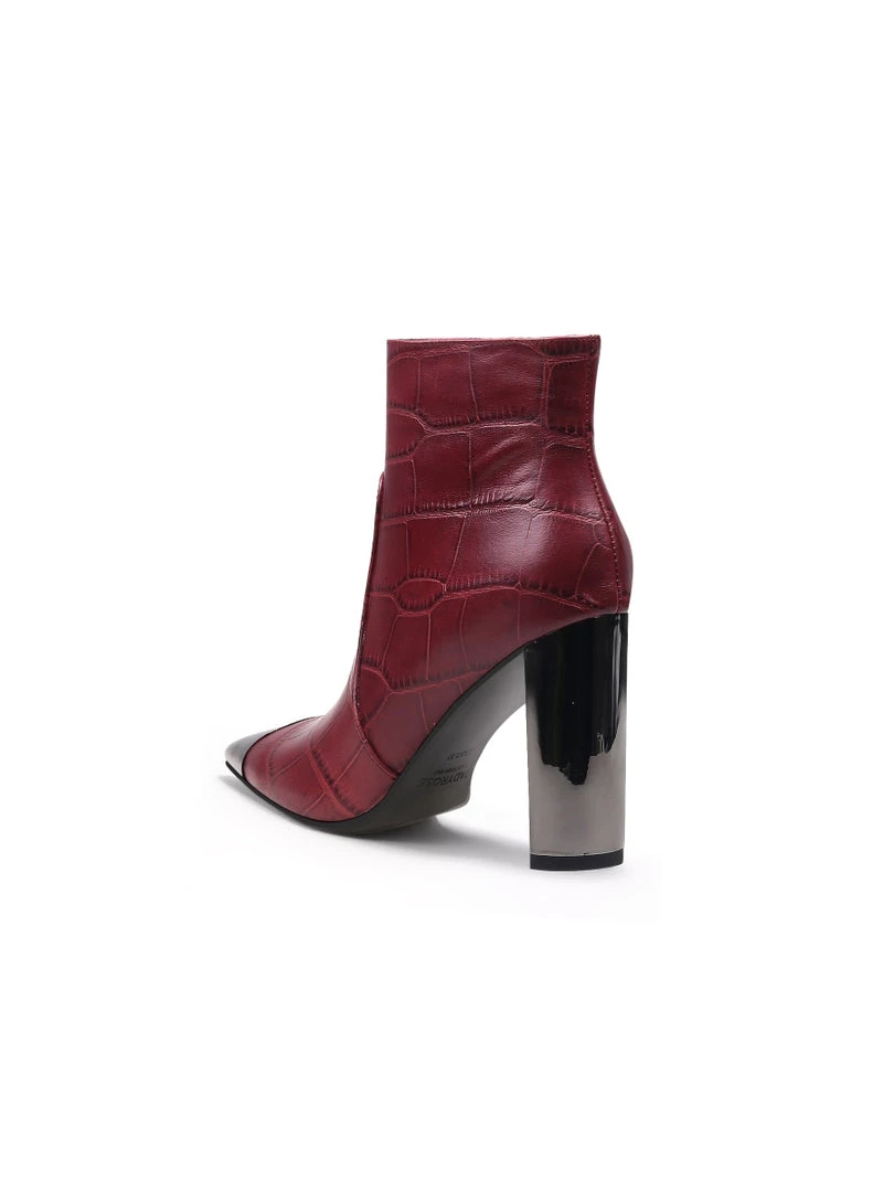 Jady Rose JadyRose | Red Amalee Croc-Embossed Leather Bootie 5 Jady Rose JadyRose | Red Amalee Croc-Embossed Leather Bootie