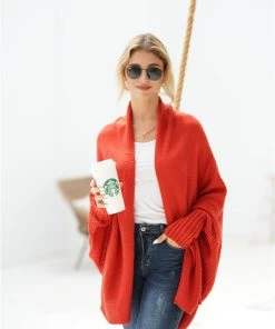 MY Smaibulun | Red Batwing Easy On Cardigan New In Clothing