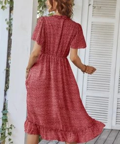 DY ROSALINDA MIDI DRESS - RED New In Clothing