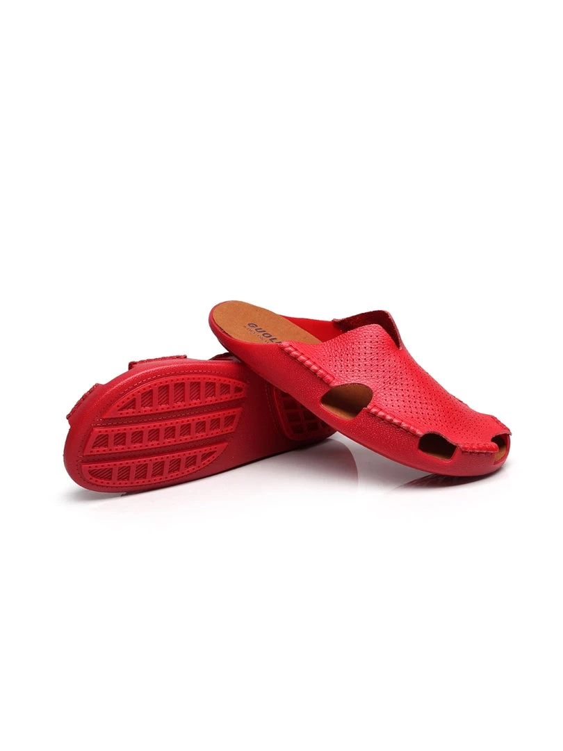 GLF Maibulun | Perforated Cut-Out Genuine Leather Mule - Red 6 GLF Maibulun | Perforated Cut-Out Genuine Leather Mule - Red