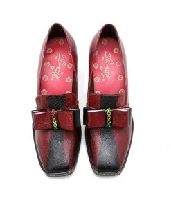 SOFFIA | Rainbow Stitch Bow Floral Embossed Leather Pump