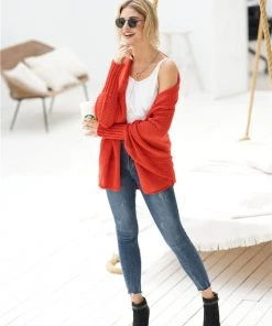 MY Smaibulun | Red Batwing Easy On Cardigan New In Clothing