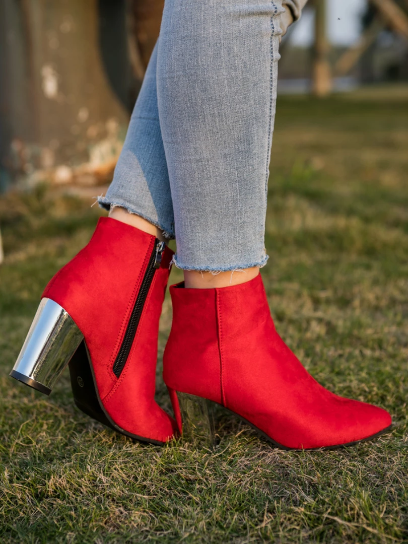 HYHE EN BLOOM | Red Mirror Heel Suede Ankle Boots NEW ARRIVALS 1 HYHE EN BLOOM | Red Mirror Heel Suede Ankle Boots NEW ARRIVALS
