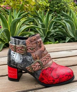 YL Embossed Triple-Flower Bootie Ankle Boots Heel Boots - En Bloom Shoes 16 YL Embossed Triple-Flower Bootie Ankle Boots Heel Boots - En Bloom Shoes