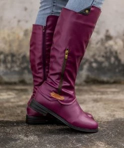 AL En Bloom | Side-Pocket Slouchy Long Boot - Burgundy New In Shoes