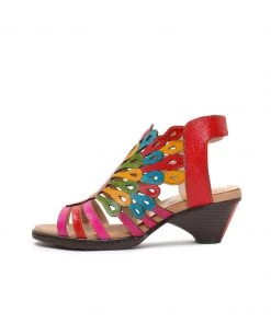 RXD SOFFIA | Genuine Leather Multi Color Cut Out Peacock Low Heel Sandals NEW ARRIVALS