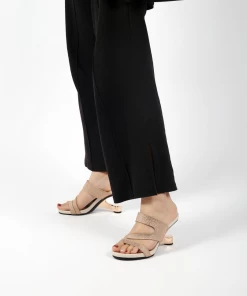 Jady Rose JADYROSE | RHINESTONE CUT OUT ROSE GOLD LEATHER SLIDE New In Shoes