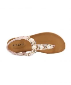 New In Shoes SIKETU | ROSEGOLD V-STRAP PEARL SANDAL