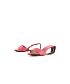 Jady Rose JadyRose | Twisted Upper Heel Genuine Leather Rose Slide New In Shoes