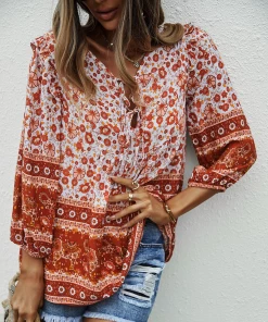 DY GLENNA BOHO TOP - RUST New In Clothing
