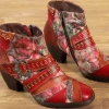 RXD NEW ARRIVALS SOFFIA | Floral Frosted Man-Craft Leather Ankle Boots