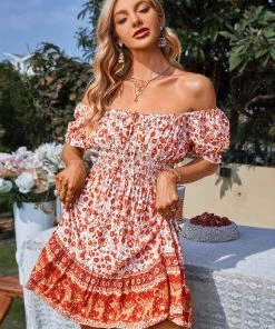 DY NALAH BOHO DRESS - RUST PRINT