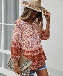 DY GLENNA BOHO TOP - RUST New In Clothing