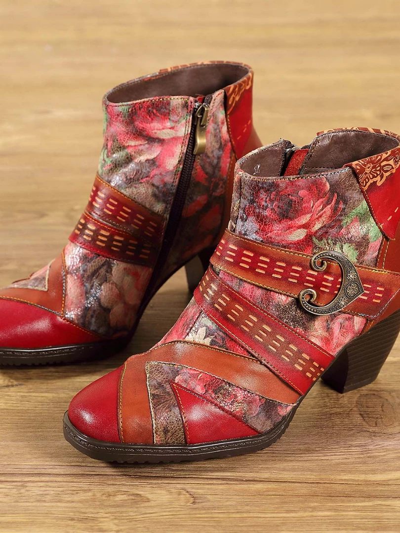 RXD NEW ARRIVALS SOFFIA | Floral Frosted Man-Craft Leather Ankle Boots 2 RXD NEW ARRIVALS SOFFIA | Floral Frosted Man-Craft Leather Ankle Boots