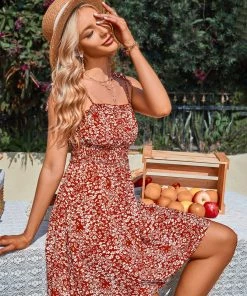 DY SYLVIE MINI DRESS - RUST FLORAL New In Clothing