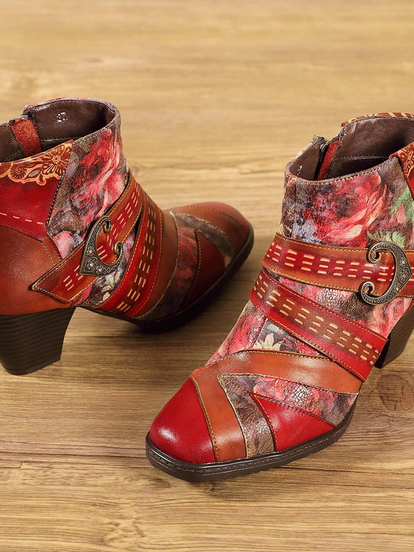 RXD NEW ARRIVALS SOFFIA | Floral Frosted Man-Craft Leather Ankle Boots 3 RXD NEW ARRIVALS SOFFIA | Floral Frosted Man-Craft Leather Ankle Boots