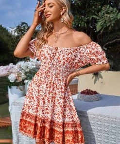 DY NALAH BOHO DRESS - RUST PRINT