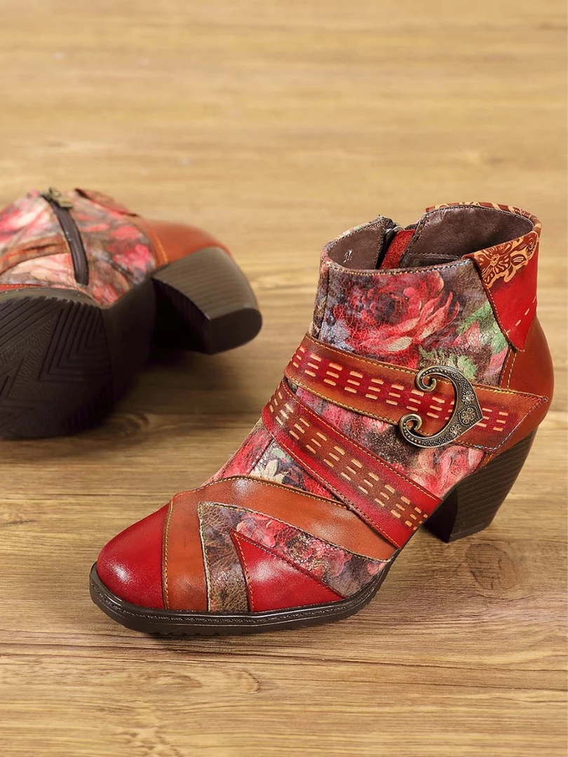 RXD NEW ARRIVALS SOFFIA | Floral Frosted Man-Craft Leather Ankle Boots 4 RXD NEW ARRIVALS SOFFIA | Floral Frosted Man-Craft Leather Ankle Boots