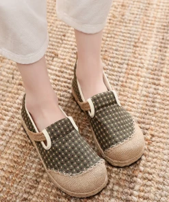 TC New In Shoes Cactus Rose | Gypsophila Print Linen Espadrilles Sage