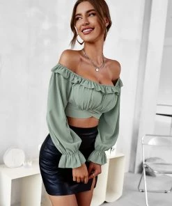 DY New In Clothing HENIE BOW TOP - SAGE