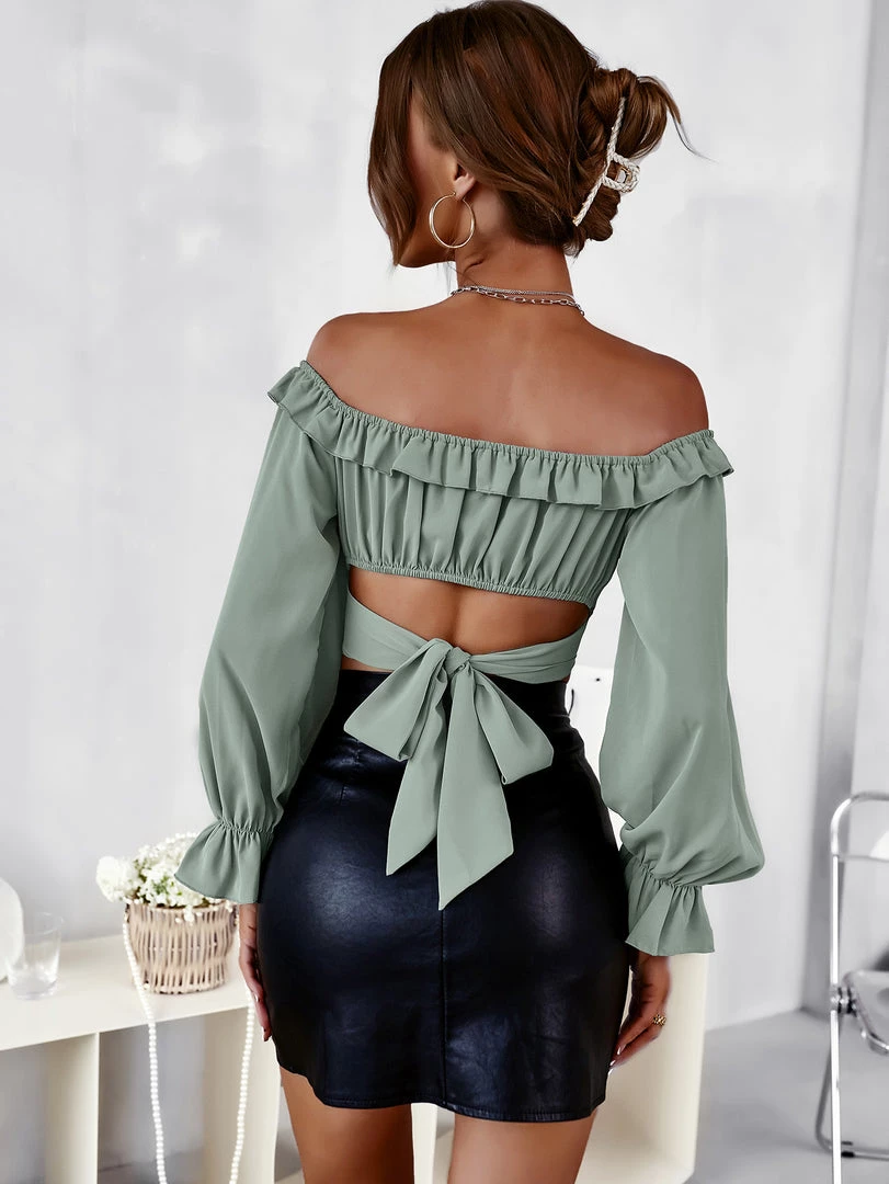 DY New In Clothing HENIE BOW TOP - SAGE 3 DY New In Clothing HENIE BOW TOP - SAGE