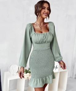 DY NEW ARRIVALS CALEIGH MINI DRESS - SAGE