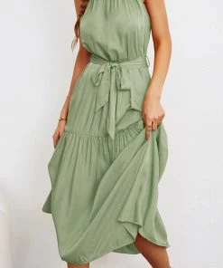 DY NEW ARRIVALS CADENCE Plain Midi Dress - Sage