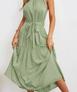 DY NEW ARRIVALS CADENCE Plain Midi Dress - Sage