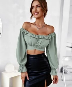DY New In Clothing HENIE BOW TOP - SAGE 12 DY New In Clothing HENIE BOW TOP - SAGE