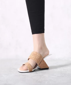 Jady Rose JadyRose | Open-Heel Leather Slide- Sand NEW ARRIVALS