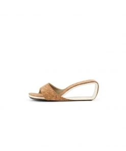 Jady Rose NEW ARRIVALS JadyRose | Twisted Upper Heel Genuine Leather Sawdust Slide
