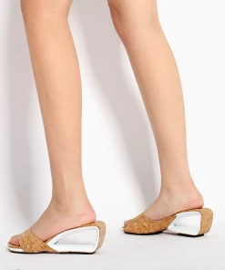 Jady Rose NEW ARRIVALS JadyRose | Twisted Upper Heel Genuine Leather Sawdust Slide