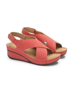 New In Shoes Slingback Perforated Wedge Sandals - SIKETU