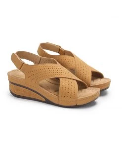 New In Shoes Slingback Perforated Wedge Sandals - SIKETU
