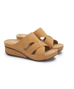 New In Shoes Perforated Crisscross Sip On Wedge Sandals - SIKETU