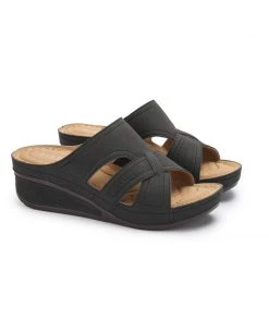 New In Shoes Perforated Crisscross Sip On Wedge Sandals - SIKETU