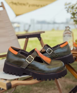 SOFFIA | Genuine Leather Seaweed Orange Tassel Mary Jane NEW ARRIVALS